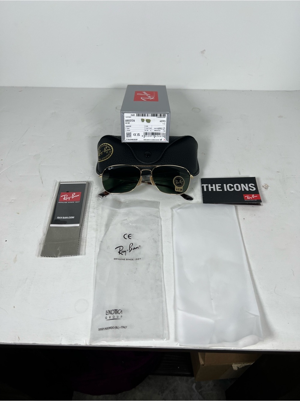 Ray-Ban Caravan Shiny Gold Frame Green G-15 Lens 58mm Sunglasses